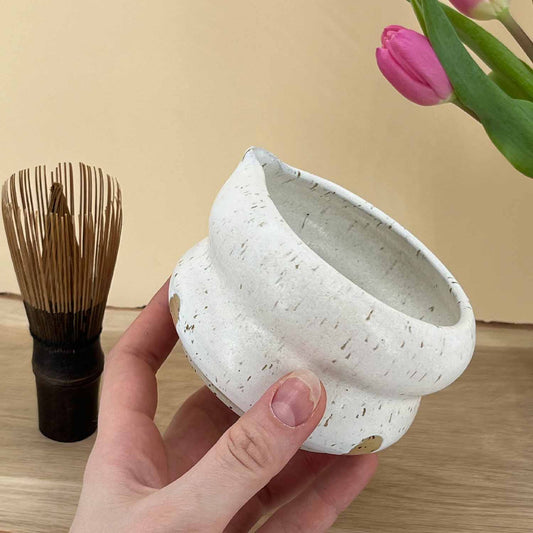 Handgemachte Matcha Schale - Creme weiß