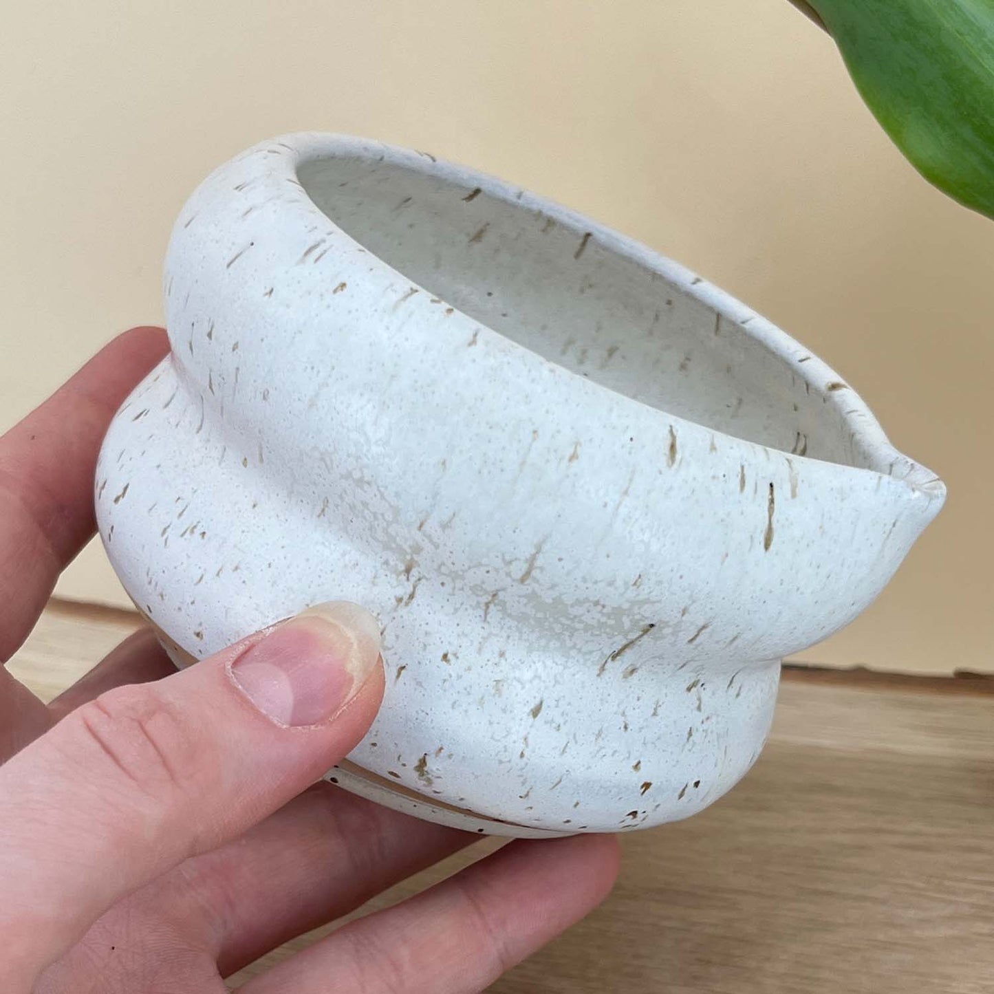Handgemachte Matcha Schale - Creme weiß