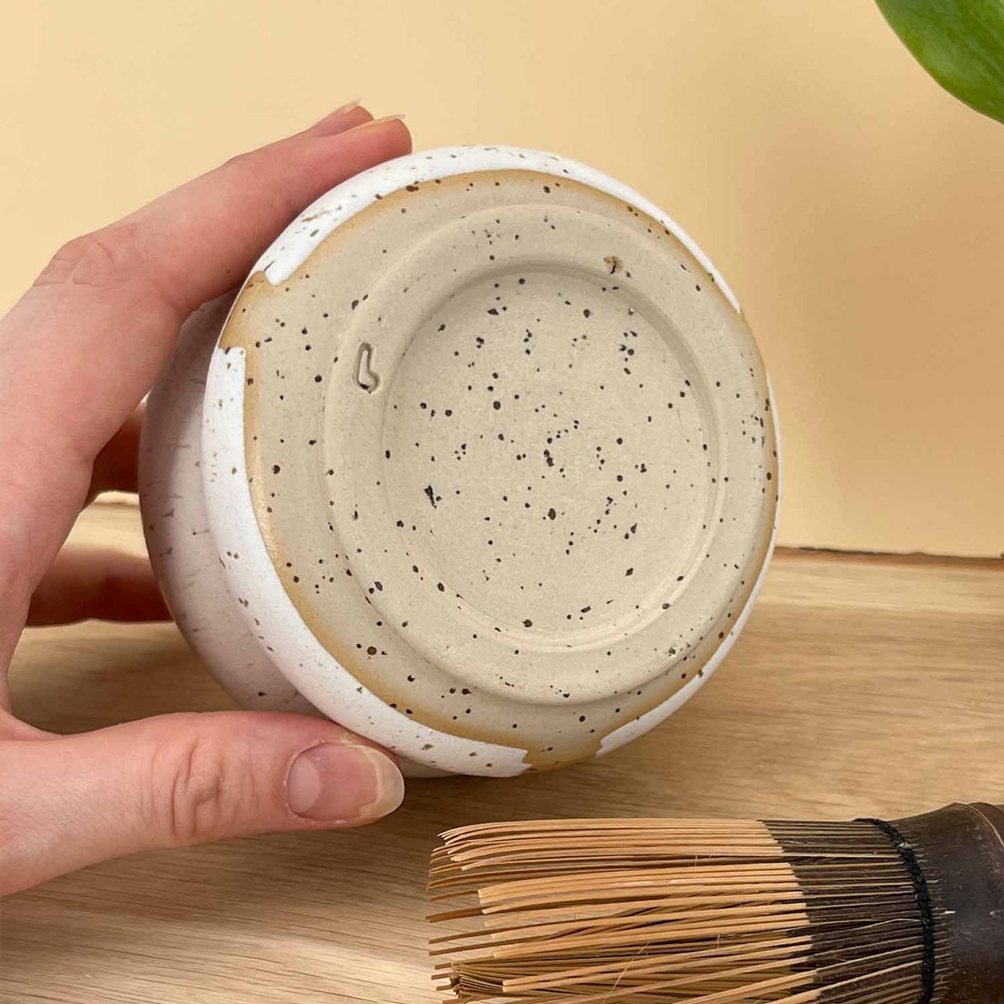 Handgemachte Matcha Schale - Creme weiß