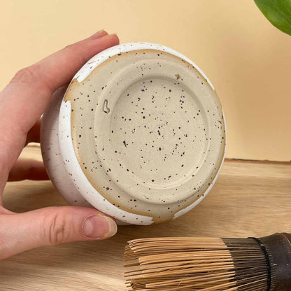 Handgemachte Matcha Schale - Creme weiß